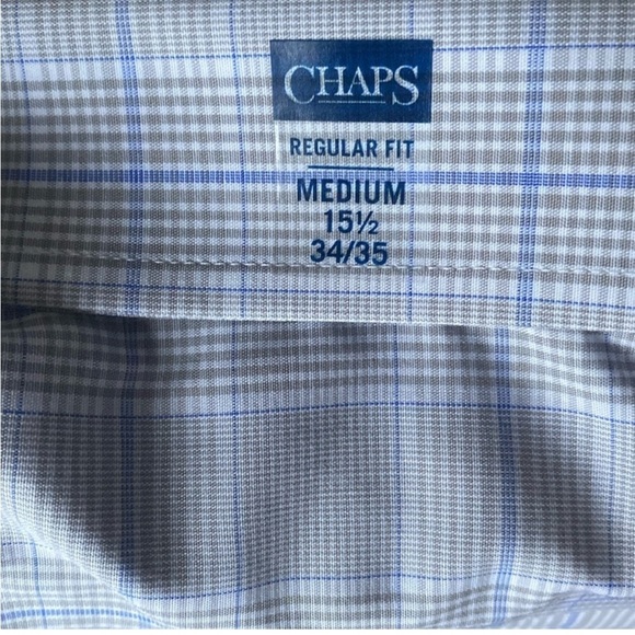NWT Chaps Regular Fit Dress Shirt, Stretch collar, Non Iron, Size 15.5” 34/35 - Picture 7 of 16
